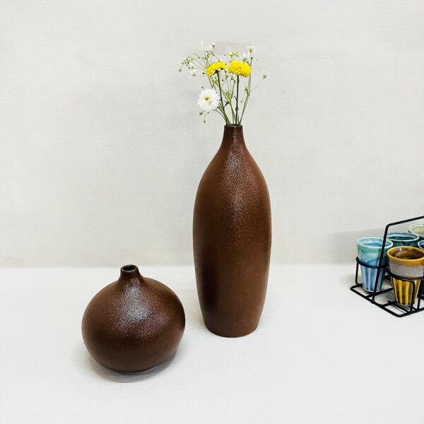 Rustic brown Round Bud Small Flower Vase