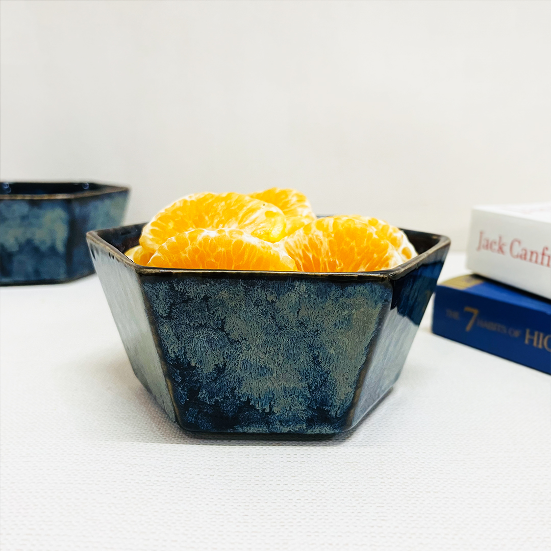 Sapphire blue hexagon Snack bowl - The Artisan Emporium