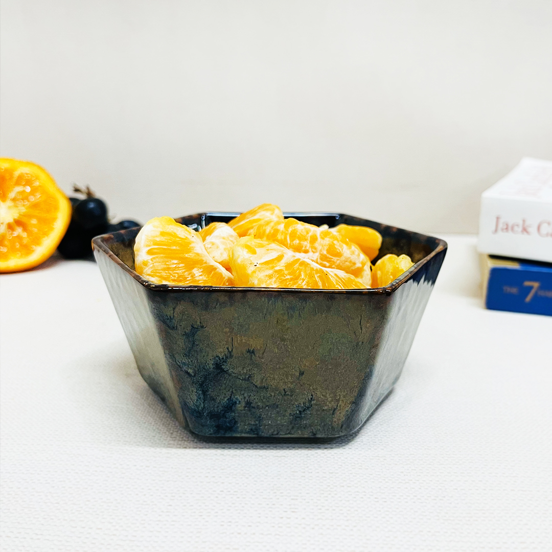 Mud & Moss Green hexagon Snack bowl - The Artisan Emporium