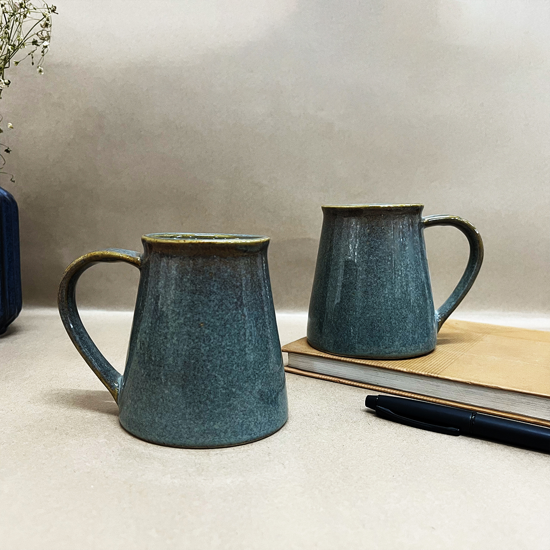 Mud & Moss Green Funnel Ceramic Mug-The Artisan emporium