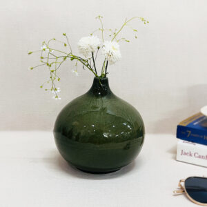 Forest Green Round Bud Flower Vase Small - The Artisan Emporium