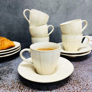 Ivory Charm Cup & Saucer Set Of 6
