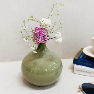 Pista Green Round Bud Flower Vase Small - The Artisan Emporium
