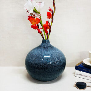 Frosty Blue Round Bud Flower Vase Large - The Artisan Emporium