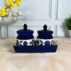 Blue Floral Pickle Jar Set With Tray